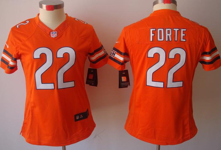 Cheap Women Nike Chicago Bears 22# Matt Forte Orange Game LIMITED Nike NFL Jerseys