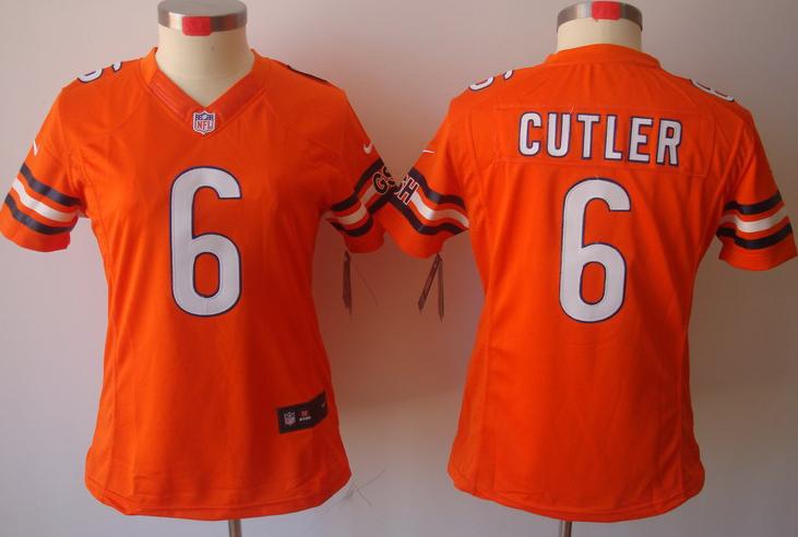 Cheap Women Nike Chicago Bears 6# Jay Cutler Orange Game LIMITED Nike NFL Jerseys
