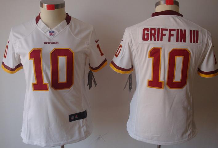 Cheap Women Nike Washington Redskins 10# Robert Griffin III White Game LIMITED Nike NFL Jerseys