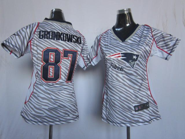 Cheap Women Nike New England Patriots 87 Rob Gronkowski FEM FAN Zebra Nike NFL Jerseys