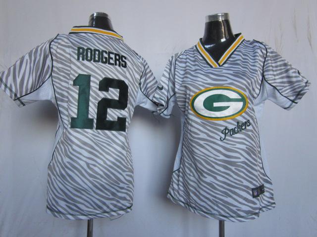 Cheap Women Nike Green Bay Packers #12 Aaron Rodgers FEM FAN Zebra Nike NFL Jerseys