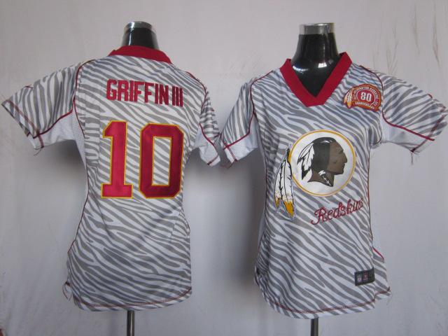 Cheap Women Nike Washington Redskins 10# Robert Griffin III FEM FAN Zebra Nike NFL Jerseys
