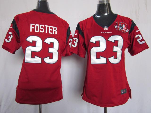 Cheap Women Nike Houston Texans #23 Arian Foster Red Nike NFL Jerseys W 10th Patch