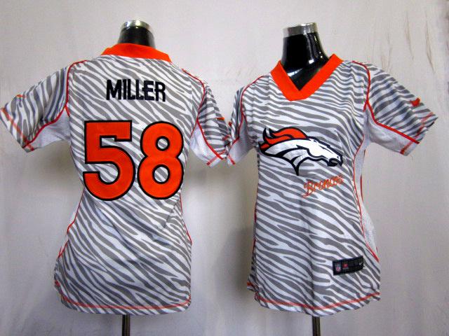 Cheap Women Nike Denver Broncos 58# Von Miller FEM FAN Zebra Nike NFL Jerseys