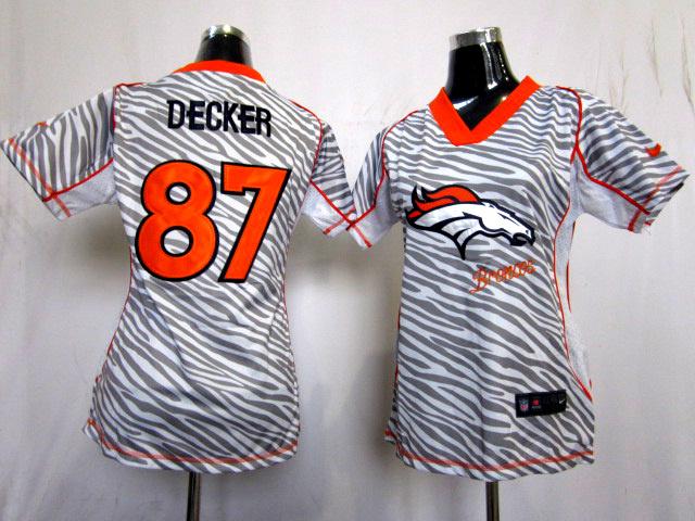 Cheap Women Nike Denver Broncos 87# Eric Decker FEM FAN Zebra Nike NFL Jerseys
