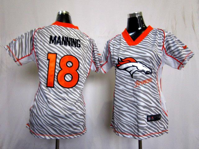 Cheap Women Nike Denver Broncos 18# Peyton Manning FEM FAN Zebra Nike NFL Jerseys