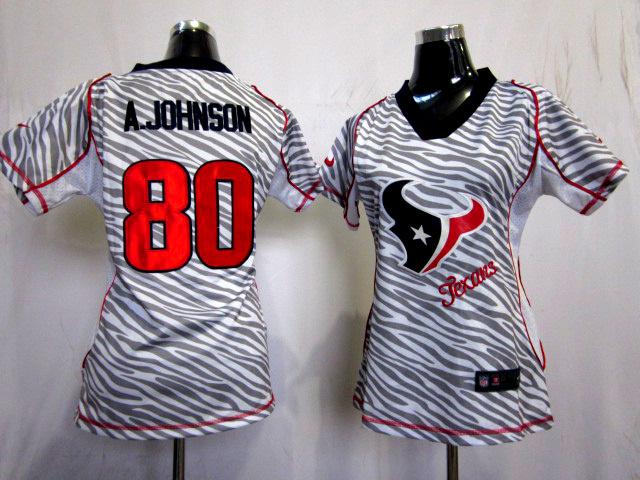 Cheap Women Nike Houston Texans #80 Andre Johnson FEM FAN Zebra Nike NFL Jerseys