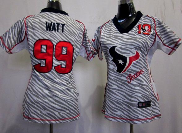 Cheap Women Nike Houston Texans 99 Watt FEM FAN Zebra Nike NFL Jerseys