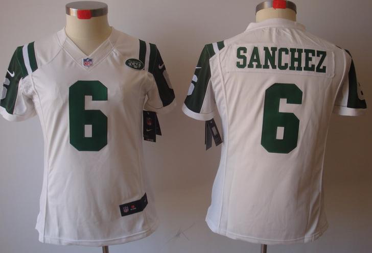 Cheap Women Nike New York Jets 6# Mark Sanchez White Game LIMITED NFL Jerseys