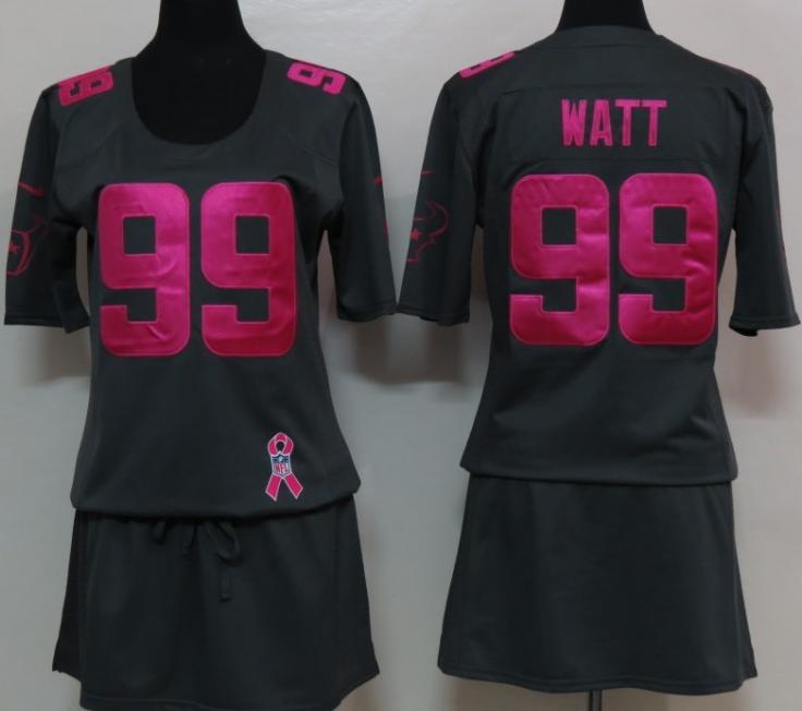 Cheap Women Nike Houston Texans 99 Watt Breast Cancer Awareness Dark Grey NFL Jersey