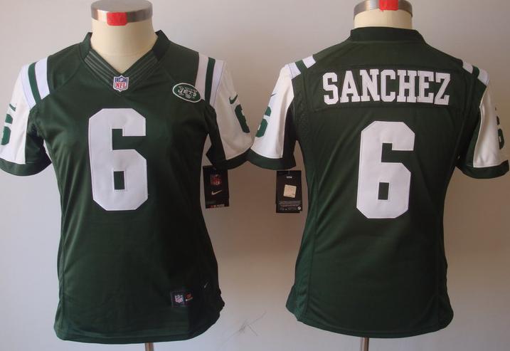 Cheap Women Nike New York Jets 6# Mark Sanchez Green Game LIMITED NFL Jerseys