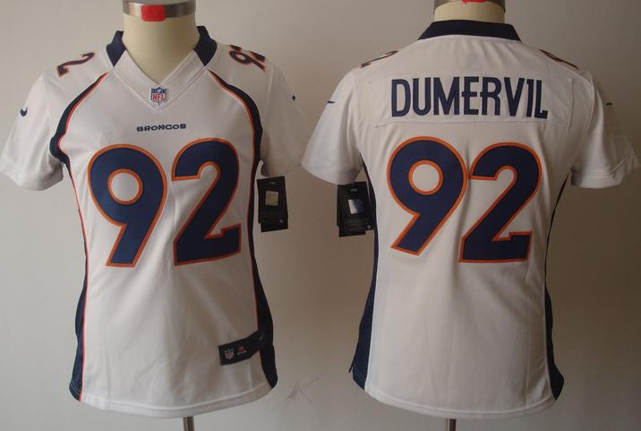 Cheap Women Nike Denver Broncos 92# Elvis Dumervil White Game LIMITED NFL Jerseys