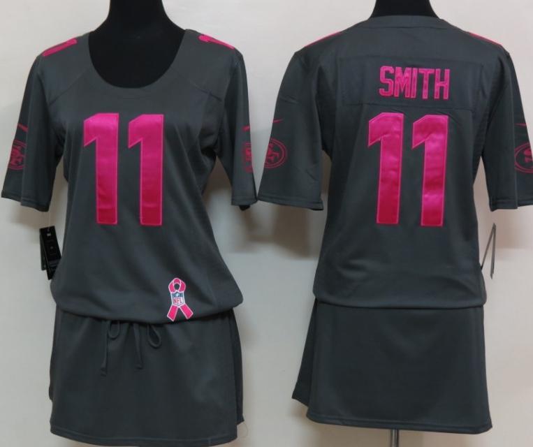 Cheap Women Nike San Francisco 49ers 11 Alex Smith Breast Cancer Awareness Dark Grey NFL Jersey