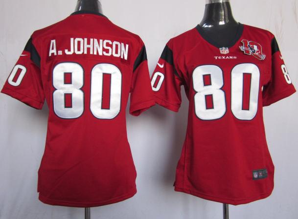 Cheap Women Nike Houston Texans #80 Andre Johnson Red NFL Jerseys W 10th Patch