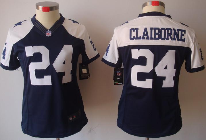 Cheap Women Nike Dallas Cowboys 24 Morris Claiborne Blue Thankgivings Game LIMITED NFL Jerseys