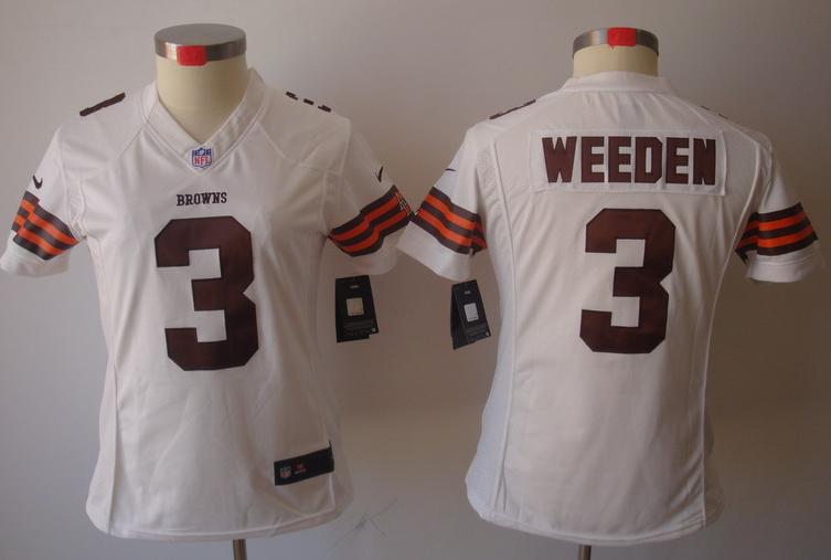 Cheap Women Nike Cleveland Browns 3# Brandon Weeden White Game LIMITED NFL Jerseys