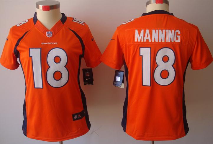 Cheap Women Nike Denver Broncos 18# Peyton Manning Orange Game LIMITED NFL Jerseys