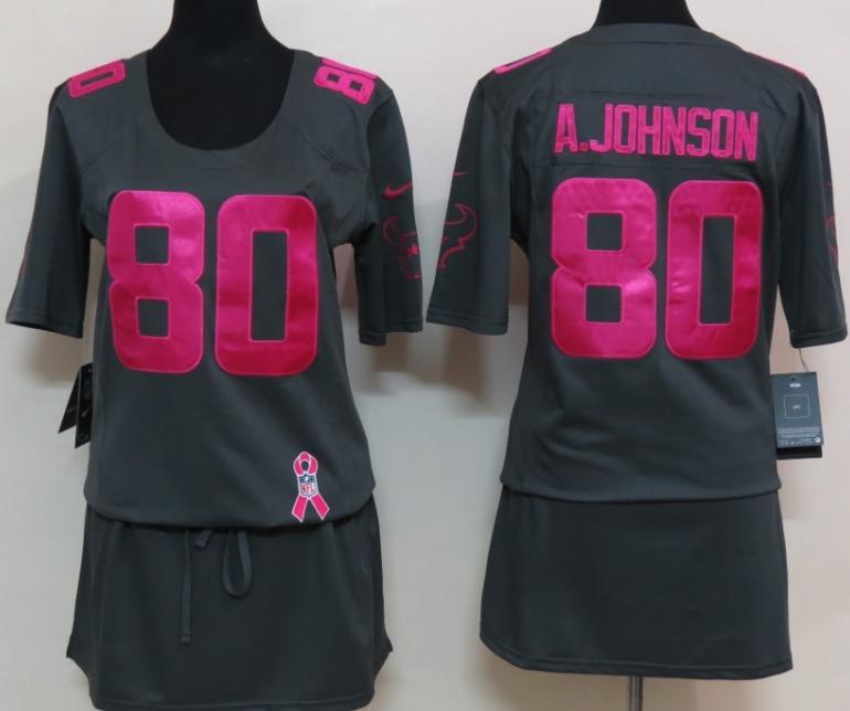Cheap Women Nike Houston Texans #80 Andre Johnson Breast Cancer Awareness Dark Grey NFL Jersey