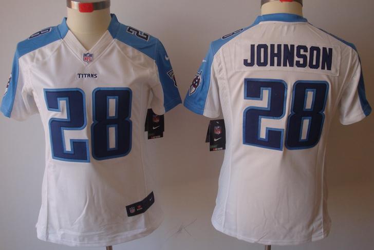 Cheap Women Nike Tennessee Titans 28# Chris Johnson White Game LIMITED NFL Jerseys