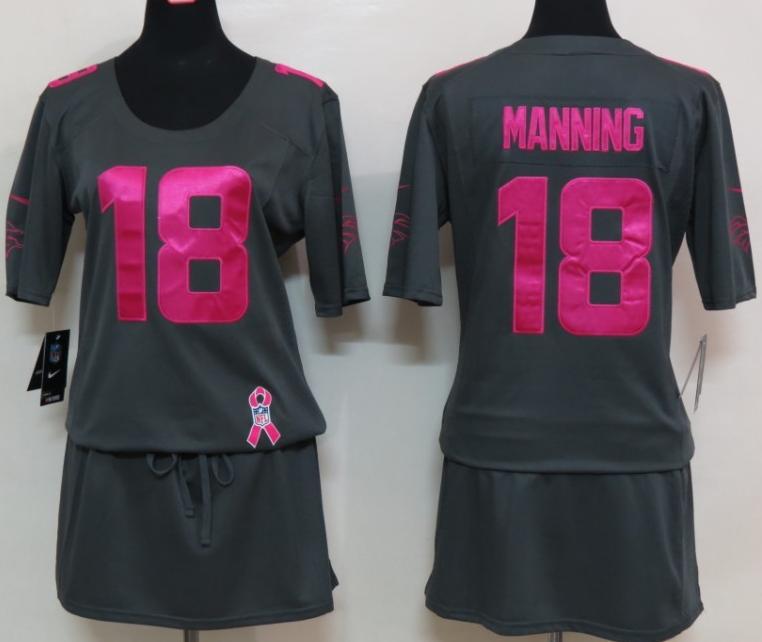 Cheap Women Nike Denver Broncos 18# Peyton Manning Breast Cancer Awareness Dark Grey NFL Jersey