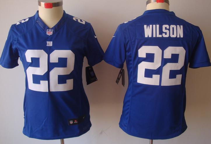 Cheap Women Nike New York Giants 22 Wilson Blue Game LIMITED NFL Jerseys