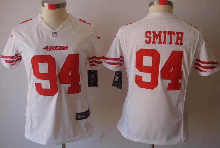 Cheap Women Nike San Francisco 49ers #94 Justin Smith White Game LIMITED NFL Jerseys