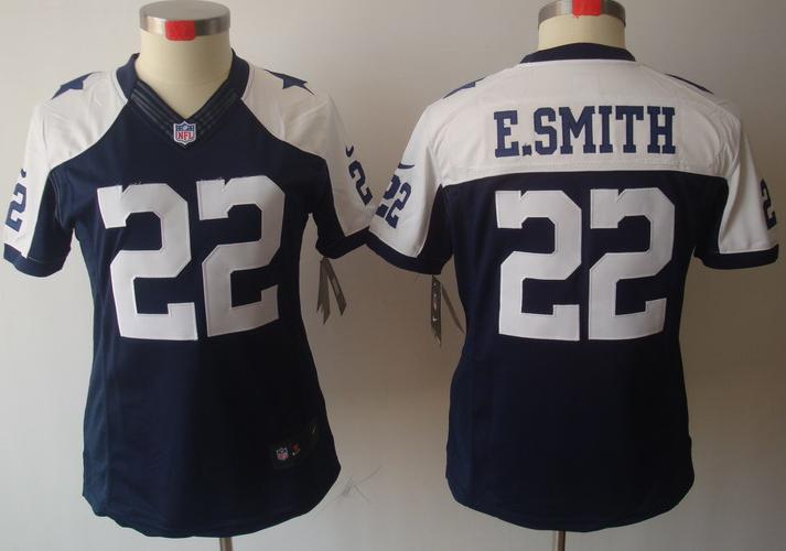 Cheap Women Nike Dallas Cowboys 22 E.SMITH Blue Thankgivings Game LIMITED NFL Jerseys