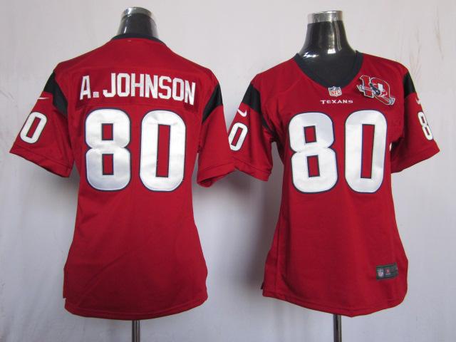 Kids Nike Houston Texans #80 Andre Johnson Red NFL Jerseys W 10th Patch Cheap