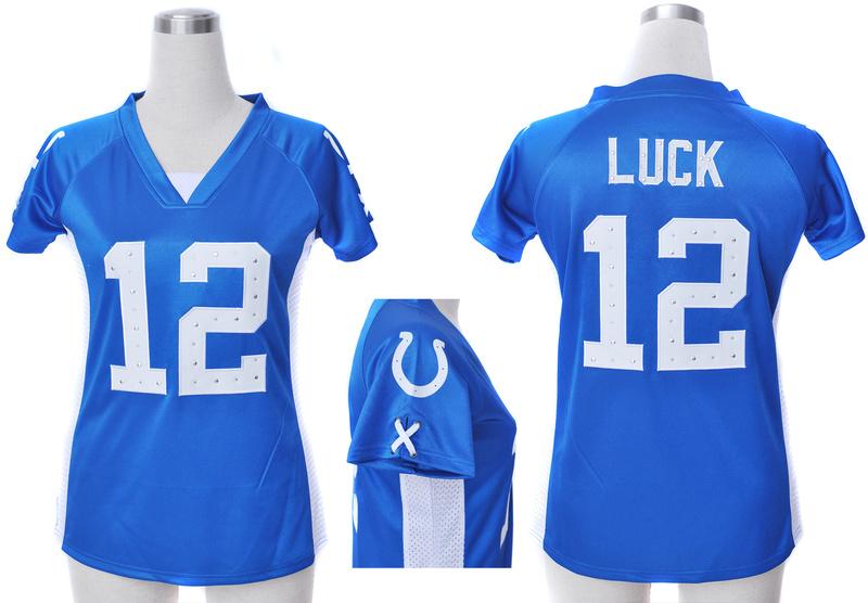 Cheap Women Nike Indianapolis Colts #12 Andrew Luck Blue Womens Draft Him II Top Jerseys