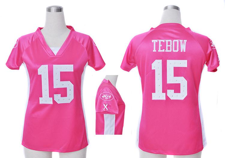 Cheap Women Nike New York Jets 15 Tim Tebow Pink Womens Draft Him II Top Jerseys