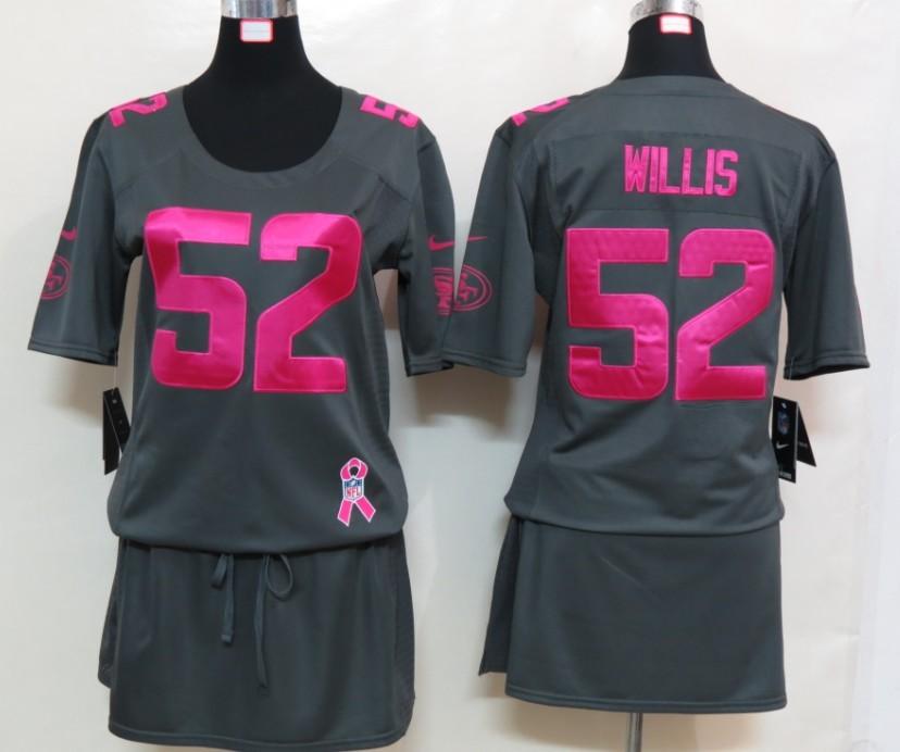 Cheap Women Nike San Francisco 49ers 52 Patrick Willis Breast Cancer Awareness Dark Grey NFL Jersey