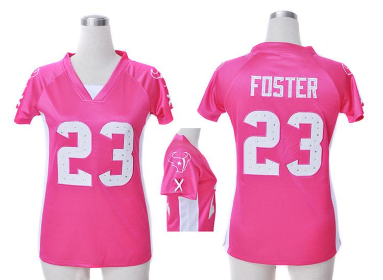Cheap Women Nike Houston Texans #23 Arian Foster Pink Womens Draft Him II Top Jerseys