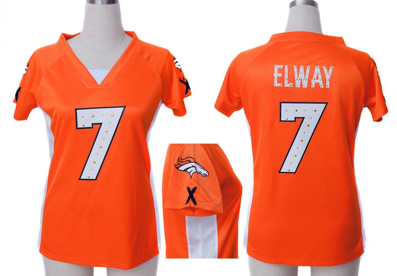 Cheap Women Nike Denver Broncos 7 John Elway Orange Womens Draft Him II Top Jerseys