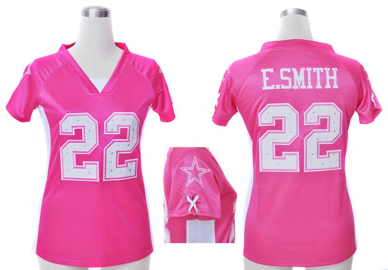 Cheap Women Nike Dallas Cowboys 22 E.SMITH Pink Womens Draft Him II Top Jerseys