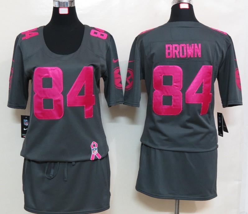Cheap Women Nike Pittsburgh Steelers #84 Antonio Brown Breast Cancer Awareness Dark Grey NFL Jersey