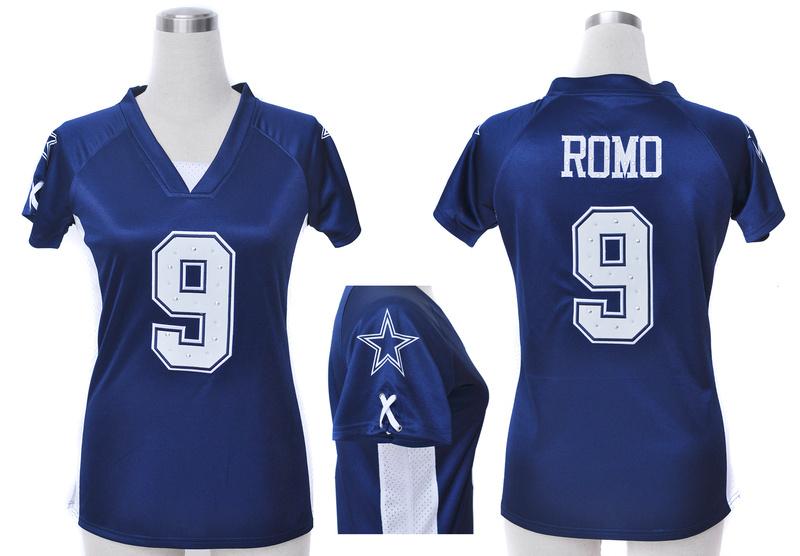 Cheap Women Nike Dallas Cowboys #9 Tony Romo Blue Womens Draft Him II Top Jerseys