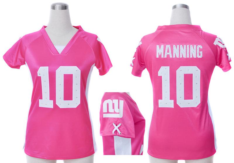Cheap Women Nike New York Giants 10 Eli Manning Pink Womens Draft Him II Top Jerseys