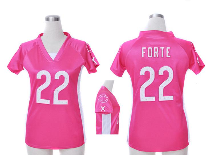 Cheap Women Nike Chicago Bears 22# Matt Forte Pink Womens Draft Him II Top Jerseys