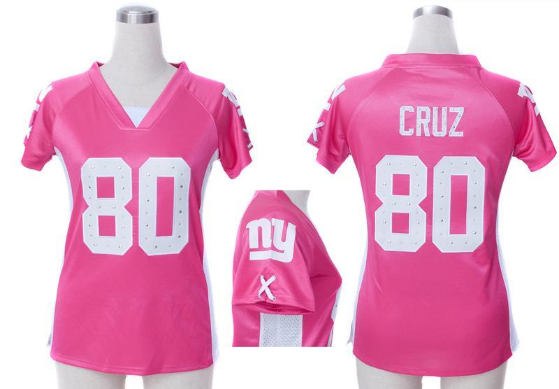 Cheap Women Nike New York Giants 80# Victor Cruz Pink Womens Draft Him II Top Jerseys
