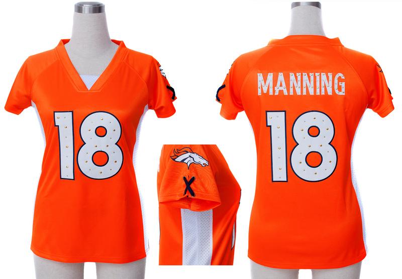 Cheap Women Nike Denver Broncos 18# Peyton Manning Orange Womens Draft Him II Top Jerseys