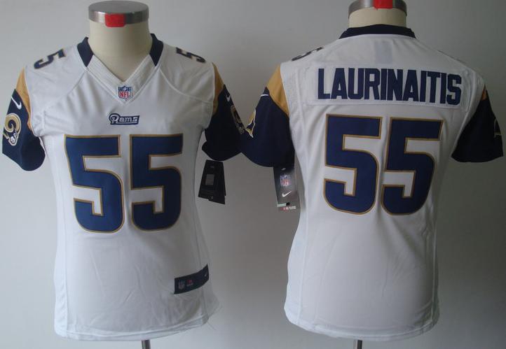 Cheap Women Nike St. Louis Rams 55# James Laurinaitis White Game LIMITED NFL Jerseys