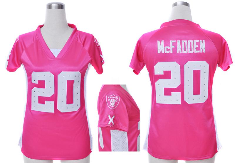 Cheap Women Nike Oakland Raiders #20 Darren McFadden Pink Womens Draft Him II Top Jerseys