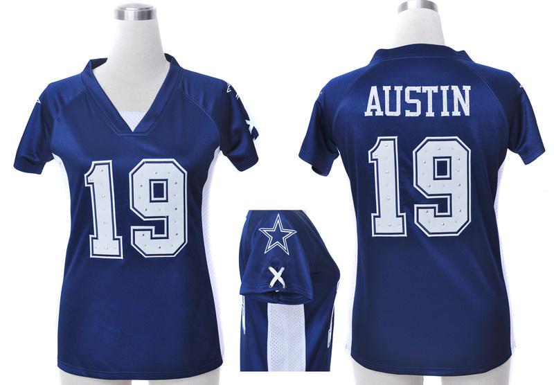 Cheap Women Nike Dallas Cowboys #19 Miles Austin Blue Womens Draft Him II Top Jerseys