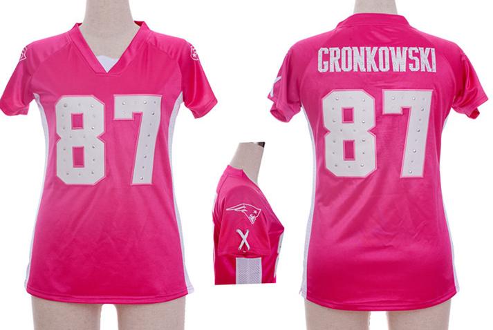 Cheap Women Nike New England Patriots 87 Rob Gronkowski Pink Womens Draft Him II Top Jerseys