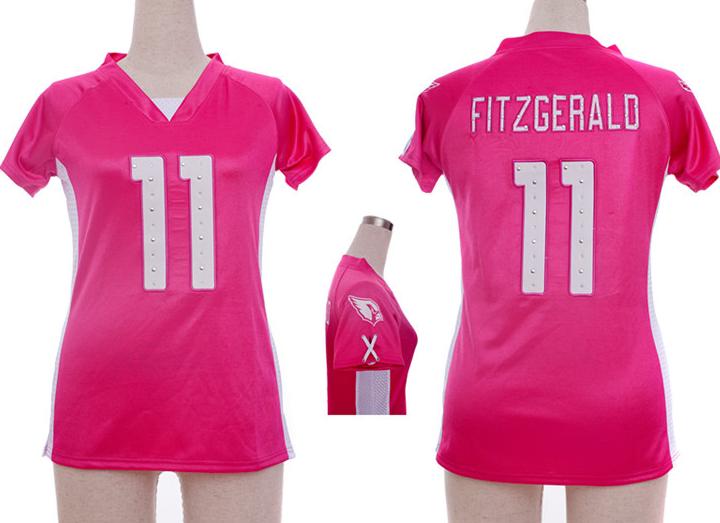Cheap Women Nike Arizona Cardinals 11# Larry Fitzgerald Pink Womens Draft Him II Top Jerseys