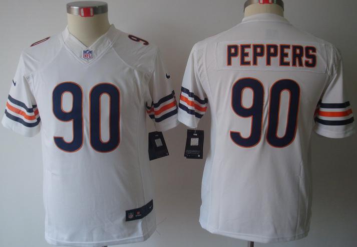 Kids Nike Chicago Bears 90 Peppers White Game LIMITED NFL Jerseys Cheap