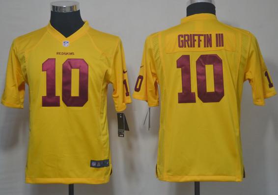 Kids Nike Washington Redskins 10# Robert Griffin III Yellow Nike NFL Jerseys Cheap