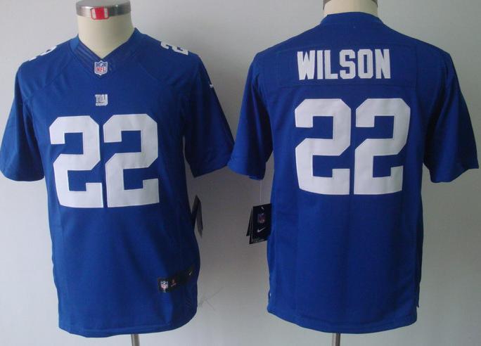 Kids Nike New York Giants 22 Wilson Blue Game LIMITED NFL Jerseys Cheap