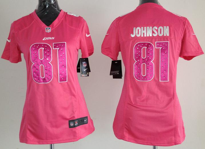 Cheap Women Nike Detroit Lions 81# Calvin Johnson Pink NFL Jerseys