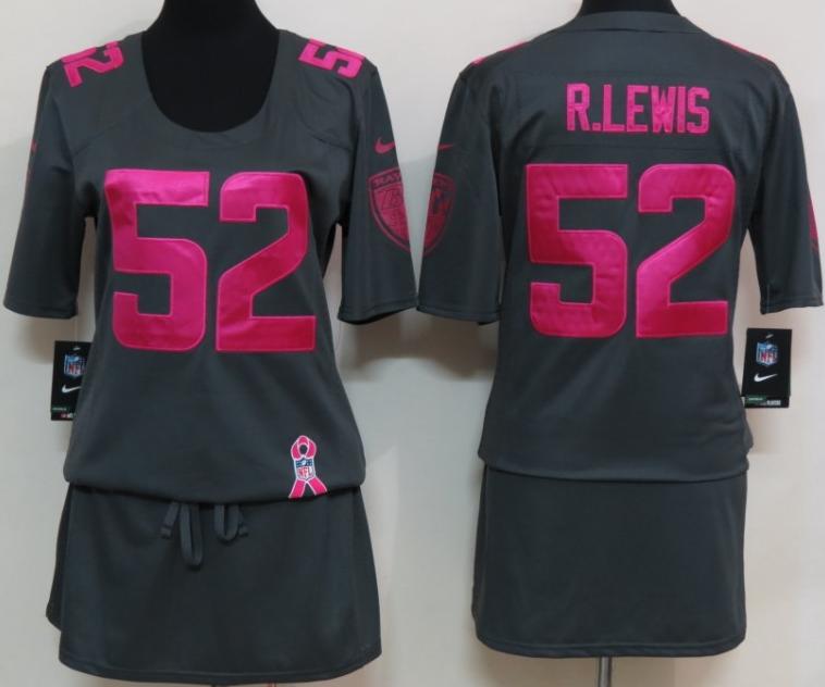 Cheap Women Nike Baltimore Ravens 52 Ray Lewis Breast Cancer Awareness Dark Grey NFL Jersey